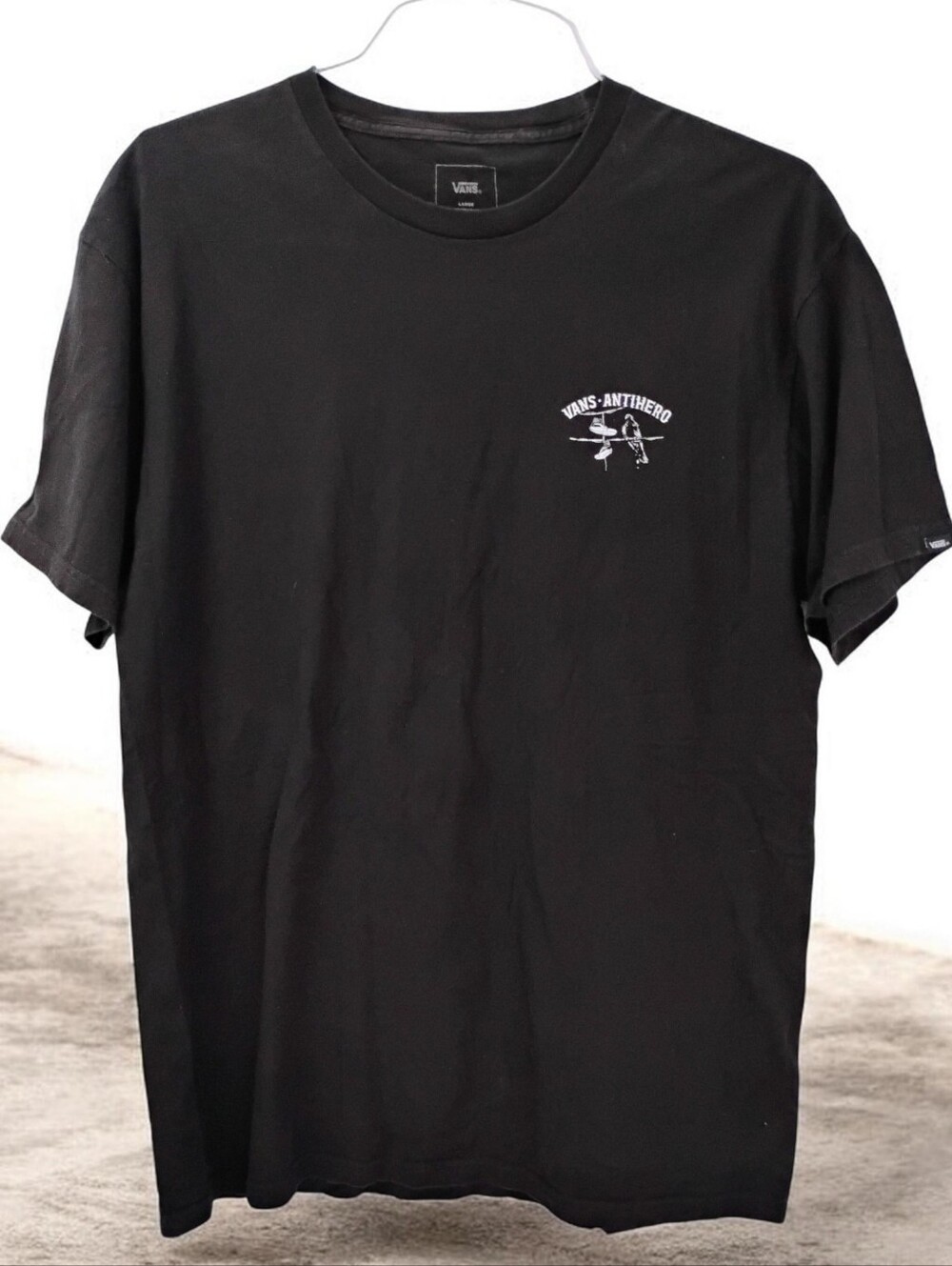 Vans x Anti Hero "On The Wire" Men's Short Sleeve Graphic Black  T-Shirt, Size L